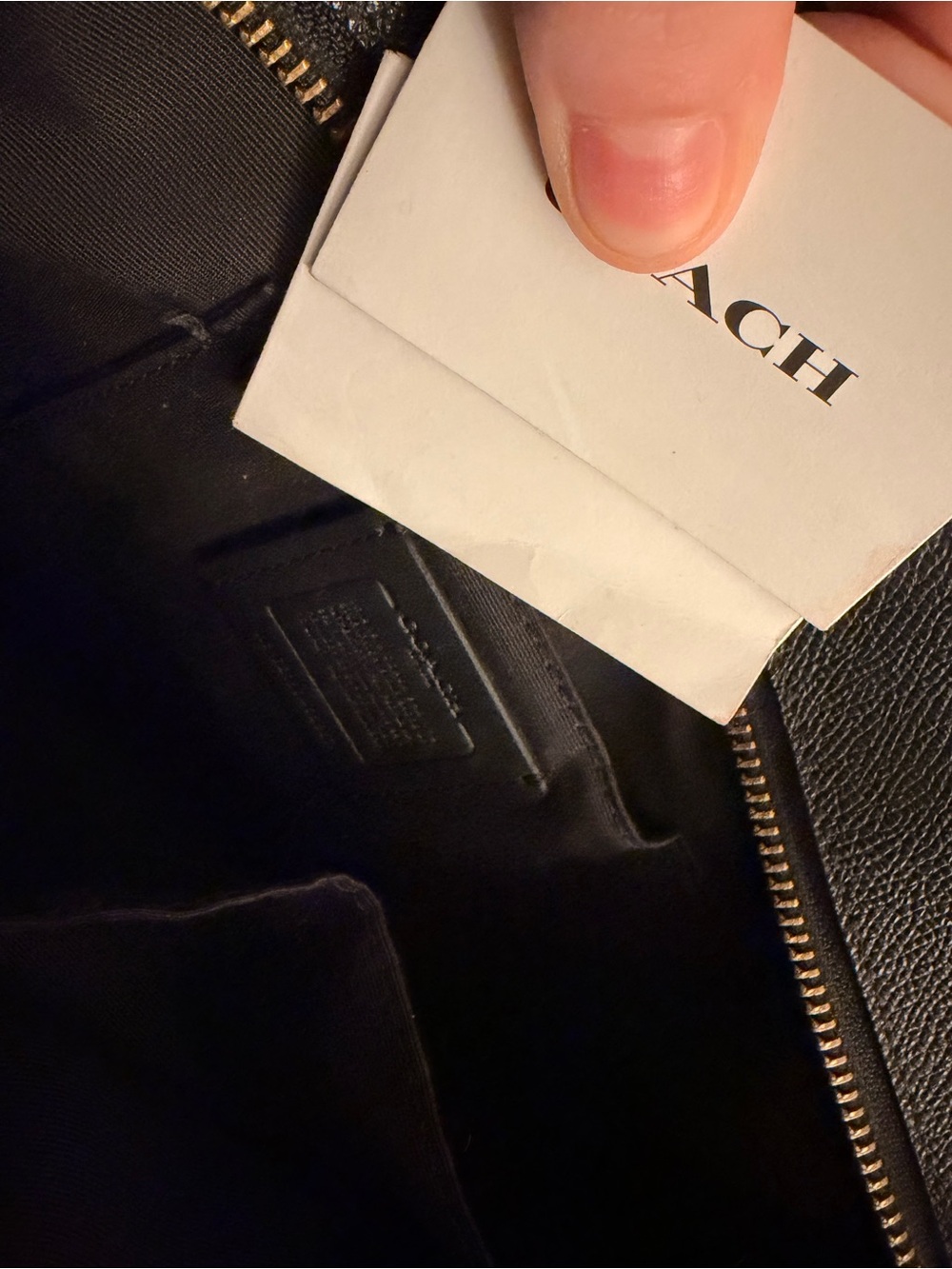 Coach Black Leather Interior Tote with Gold-Tone Trim - Picture 2 of 8